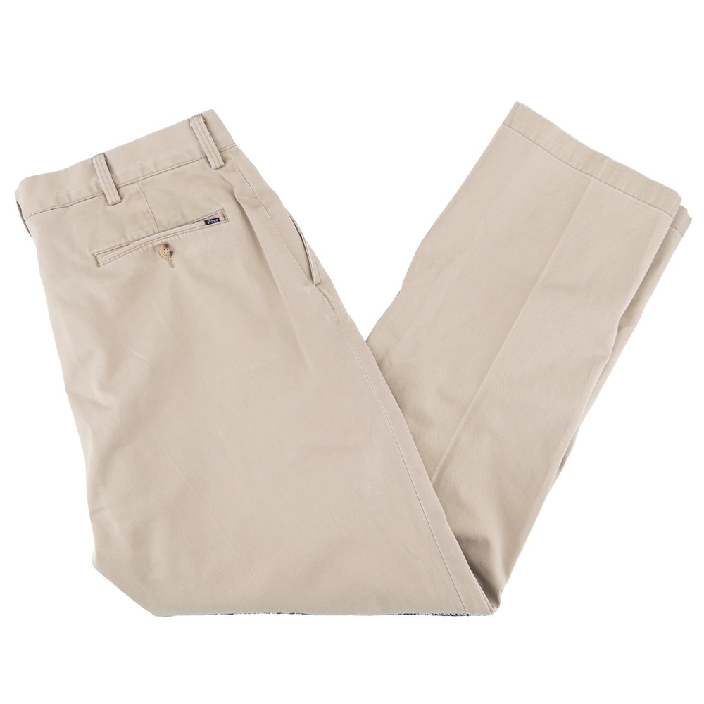 Polo Ralph Lauren Mens 38x32 Relaxed Fit Chino Pants Tan Cotton Khaki Preppy